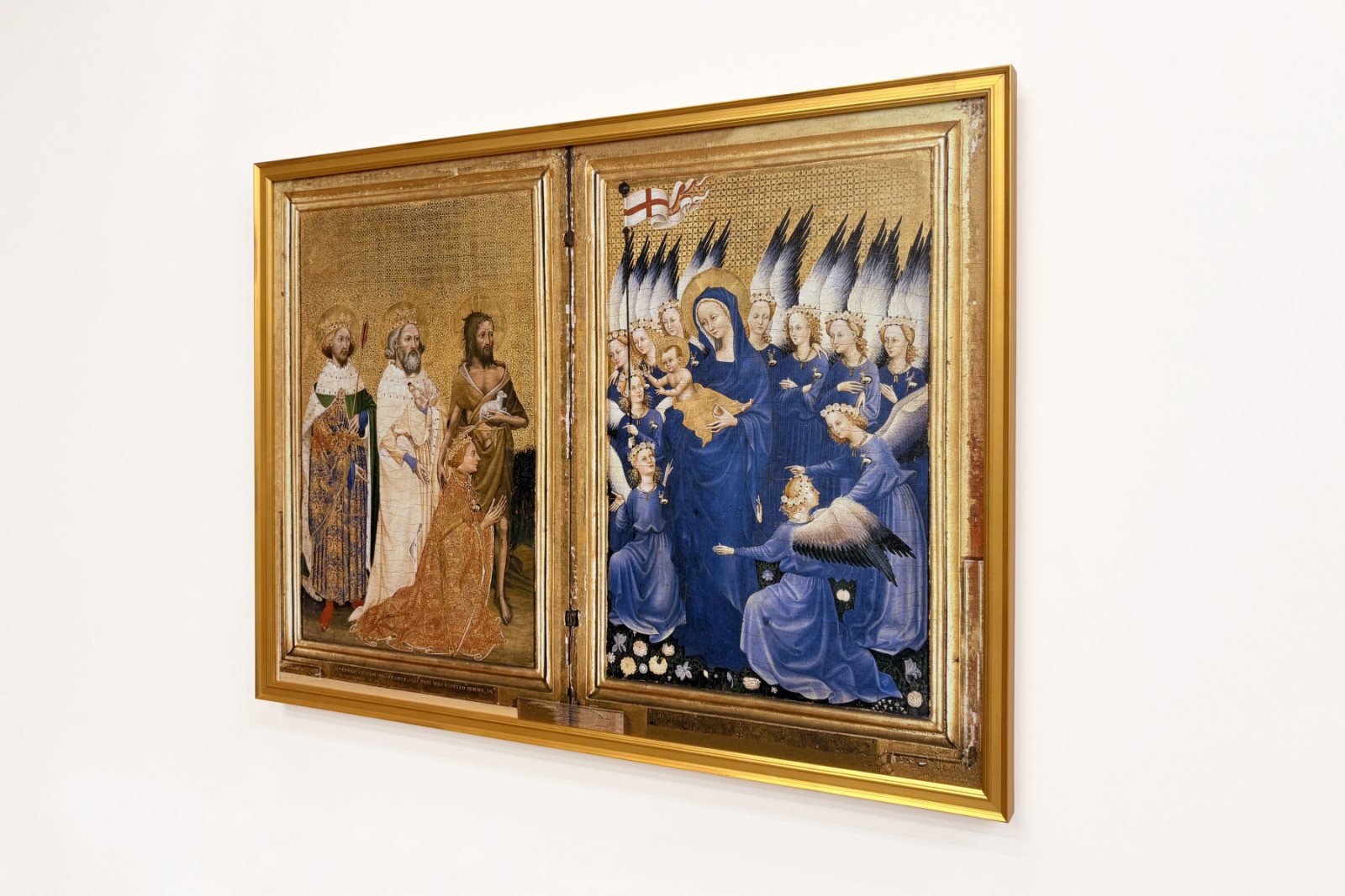 Richard II présenté à la Vierge et l'Enfant par son saint patron Jean-Baptiste et les saints Édouard et Edmond, vers 1395-99 - Master of the Wilton Diptych
