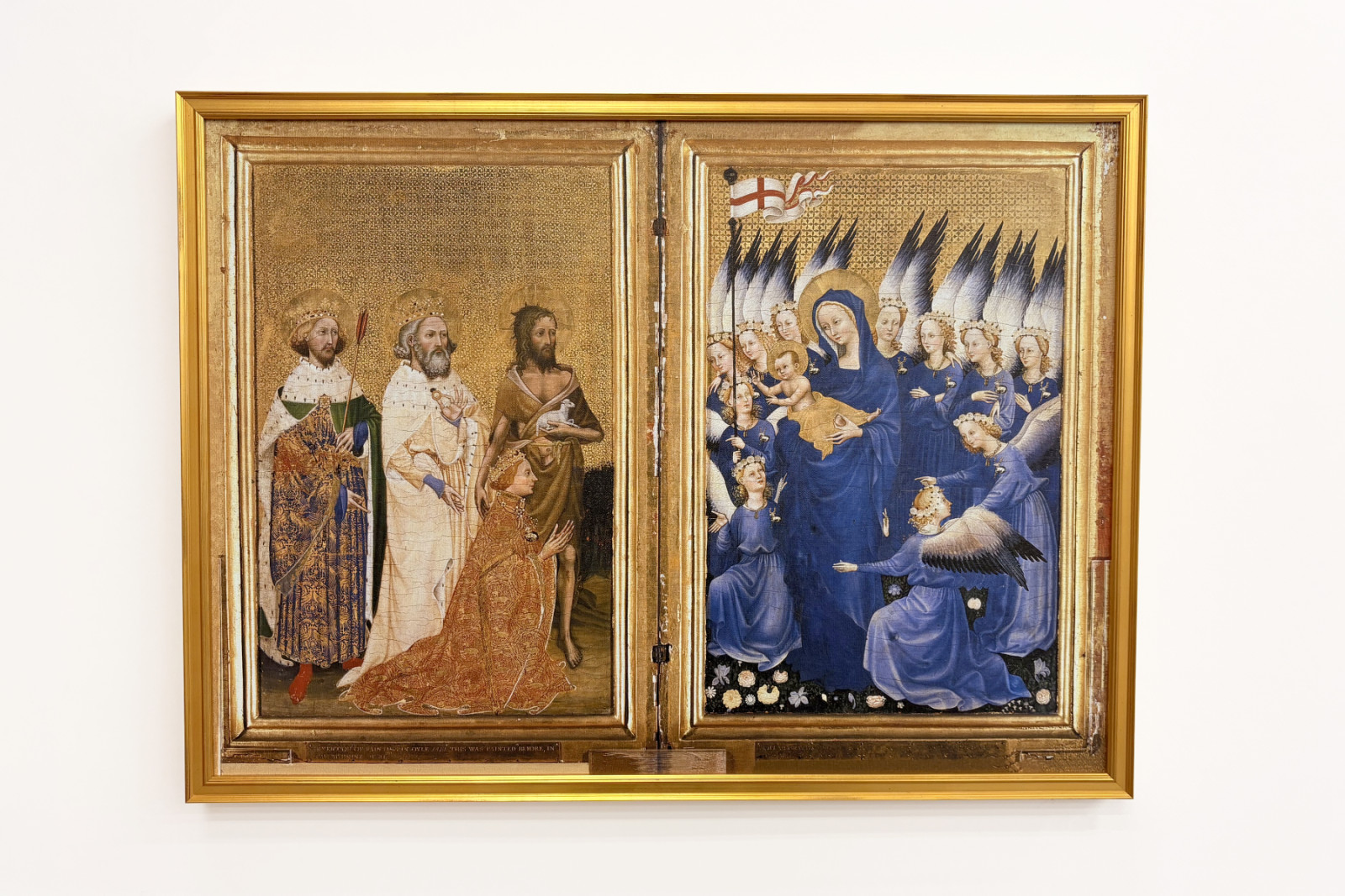 Richard II présenté à la Vierge et l'Enfant par son saint patron Jean-Baptiste et les saints Édouard et Edmond, vers 1395-99 - Master of the Wilton Diptych