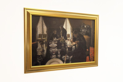 Diner - Dîner rue Miromesnil, la maison de la famille Caillebotte (huile sur toile)