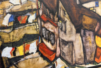 Croissant de maisons, Krumau (actuelle Český Krumlov, Tchécoslovaquie) - Croissant de maisons, Krumau (La petite ville V), par Egon Schiele (1890-1918)