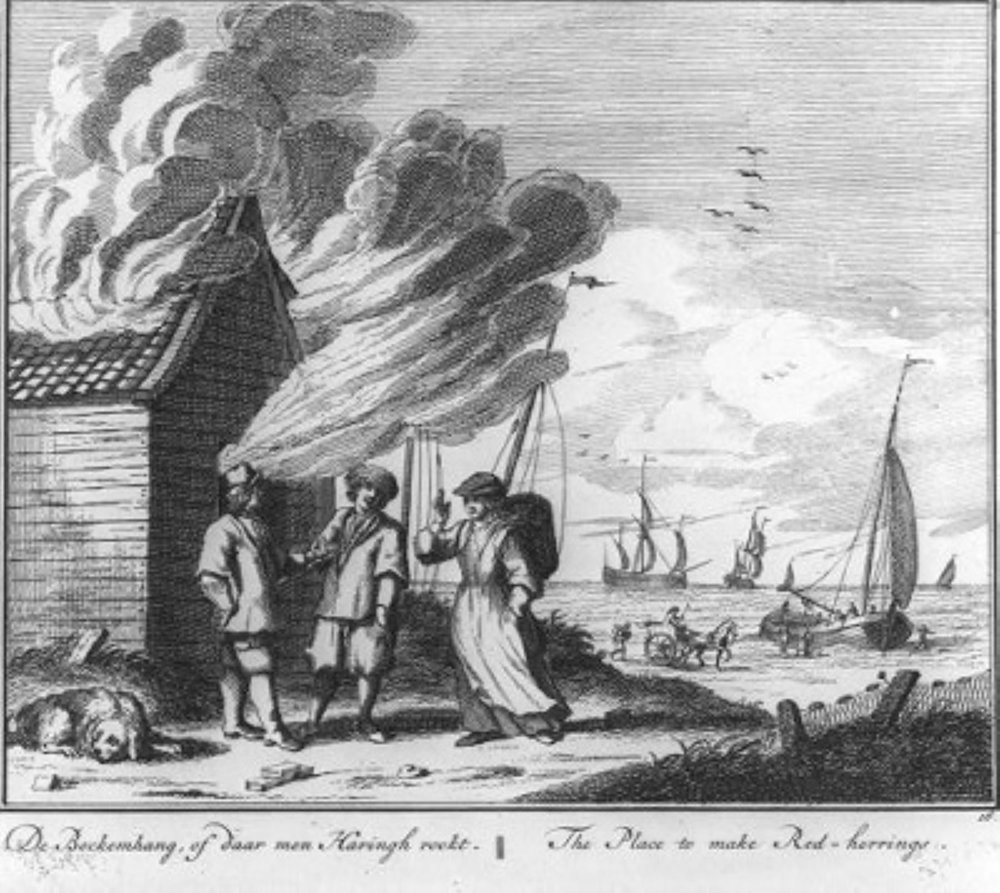« De bockemhang, of daar men haringh rookt » (n° 16 de la série sur la pêche au hareng) - Adolf van der Laan