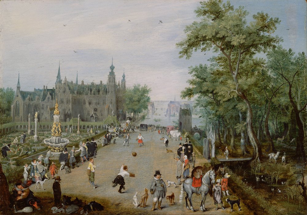 Un jeu de paume devant un palais de campagne - Adriaen van de Venne