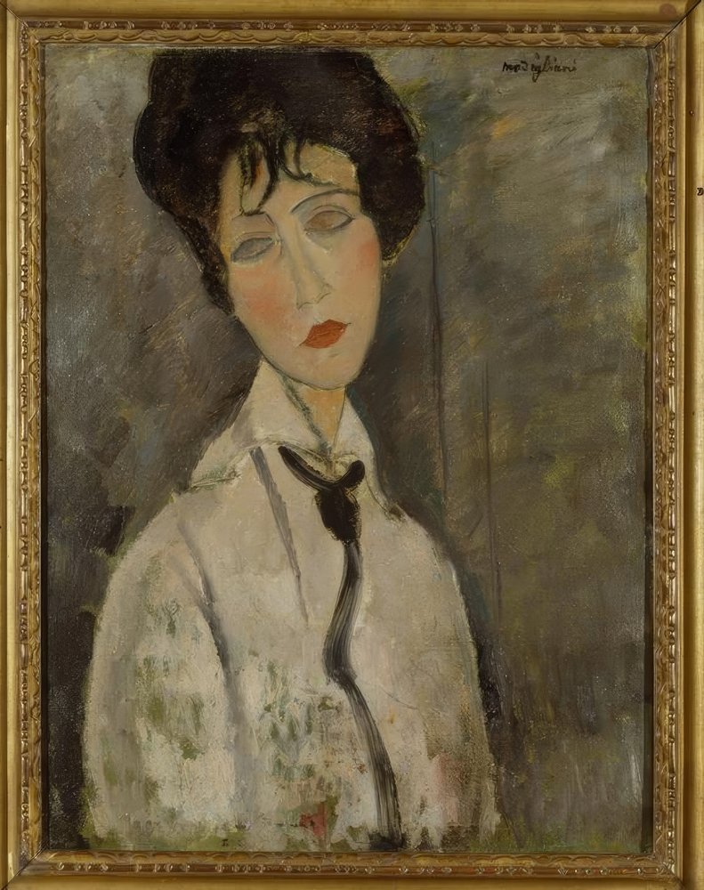 藤田嗣治、「Jeune Femme a la cravate rose」 Amedeo Modigliani | Femme Avec Une Cravate Noir (1958