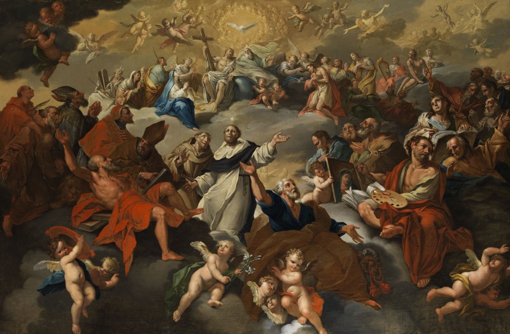 Assemblée des saints au paradis avec apothéose de saint Dominique et François - Unknown