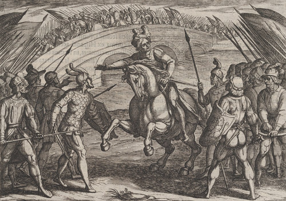 Planche 22 : Civilis sépare les troupes allemandes et néerlandaises, de La Guerre des Romains contre..., 1611 - Antonio Tempesta