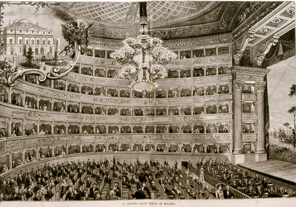 Teatro alla Scala à Milan, vers 1880 (eau-forte) - Artist Unknown