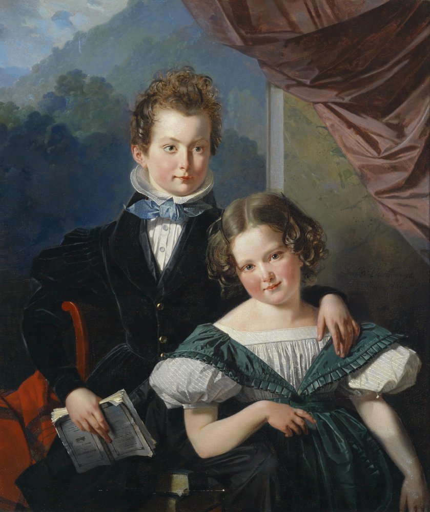 Portrait de deux enfants de la famille de Thier (selon la tradition) - Barthélemy Vieillevoye
