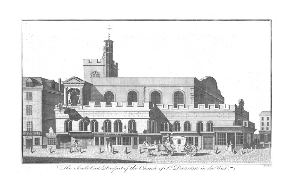 La perspective sud-est de St. Dunstan dans l'Ouest, vers 1756