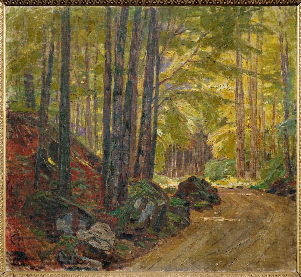 Chemin à travers les bois (peinture sur toile) - Carl Moll
