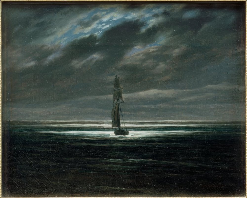 Marine au clair de lune sur la mer - Caspar David Friedrich