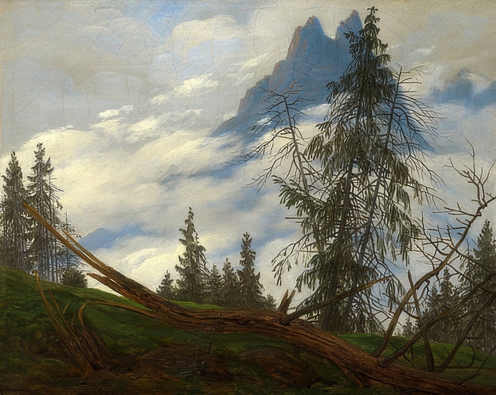Sommet de montagne avec des nuages - Caspar David Friedrich