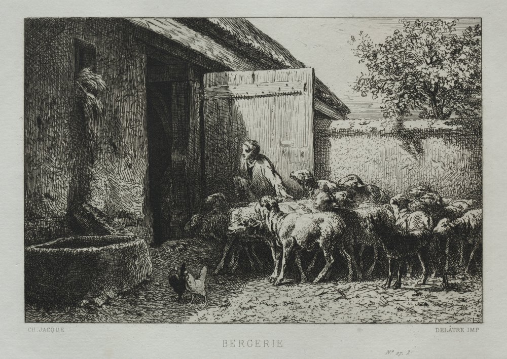 Bergerie | Charles Emile Jacque | Estampe d'art