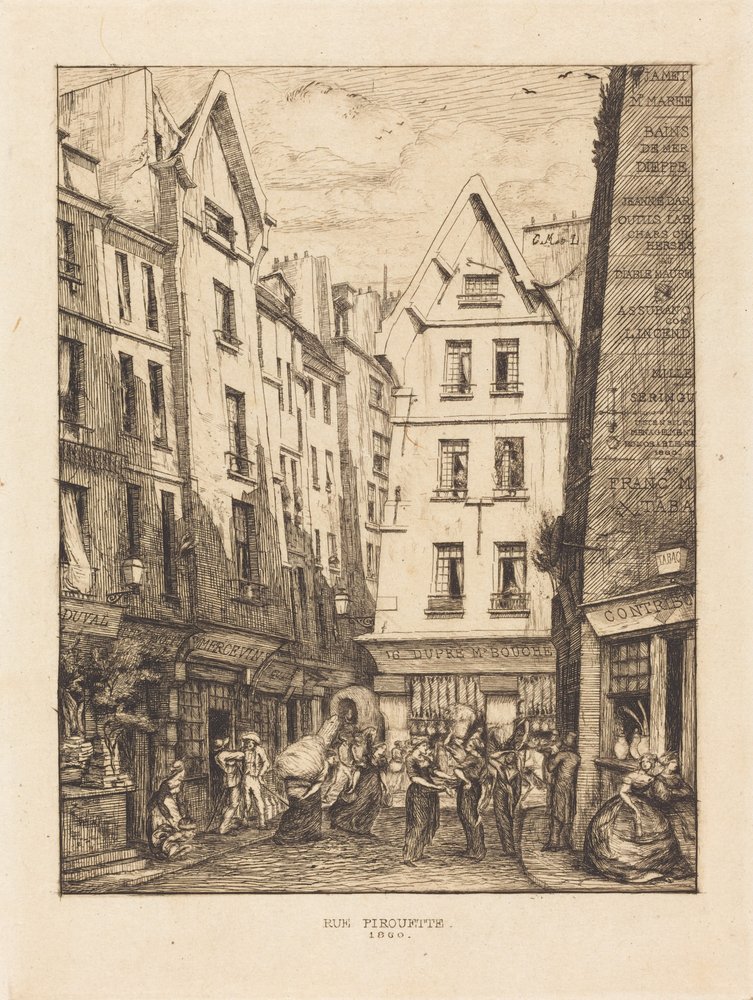 La Rue Pirouette aux halles, Paris - Charles Meryon