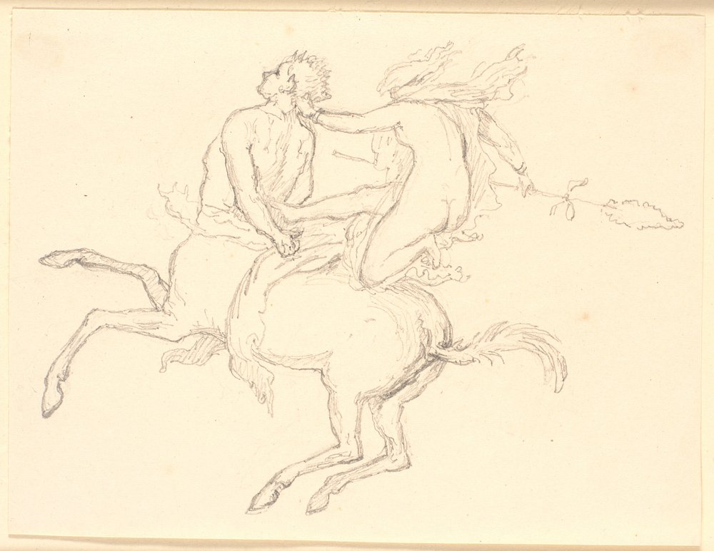 Bacchante assise sur le dos d