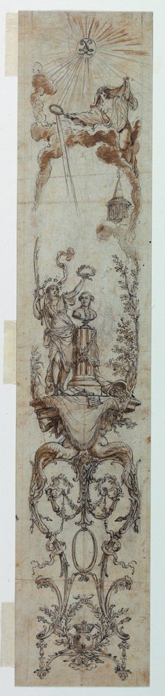 Dessin, projets de panneaux peints avec Fortune et Jacques Necker, 1788-90 - Claude Louis Desrais