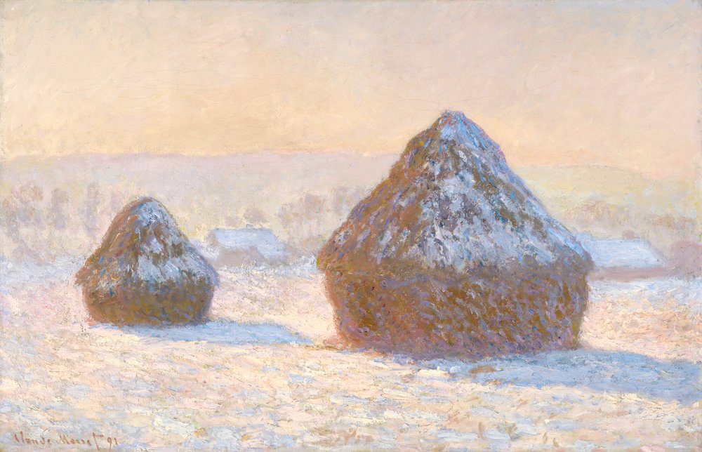 Meules de blé, effet de neige, matin - Claude Monet