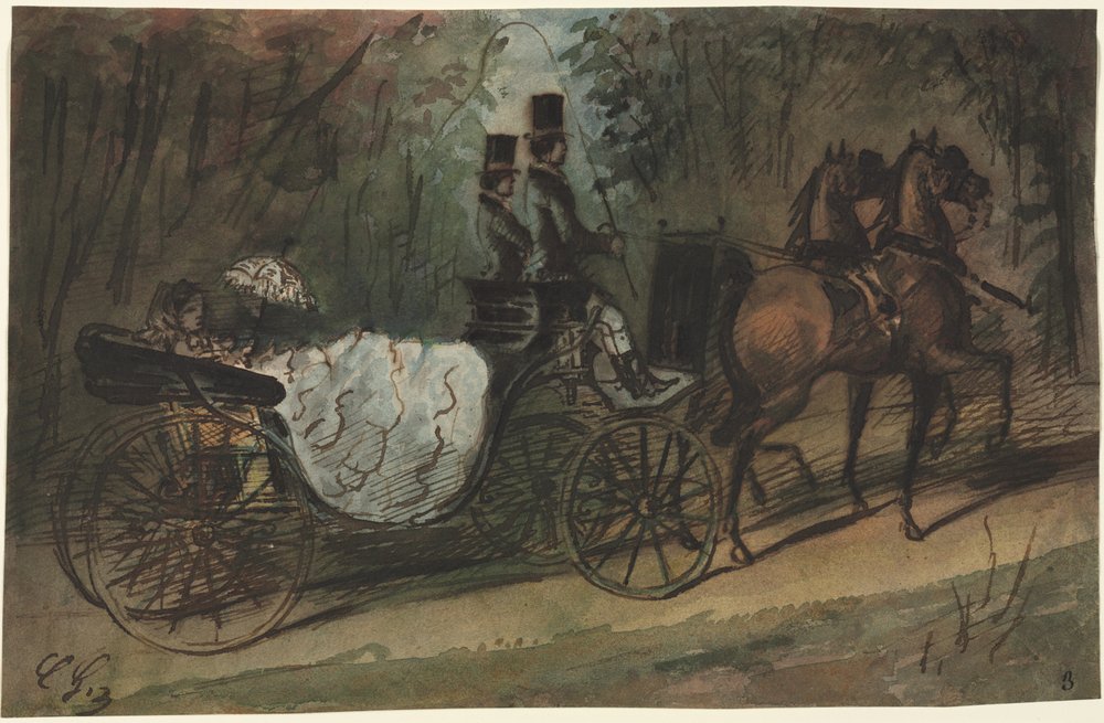 Carrosse dans le Bois de Boulogne, 1800s - Constantin Guys