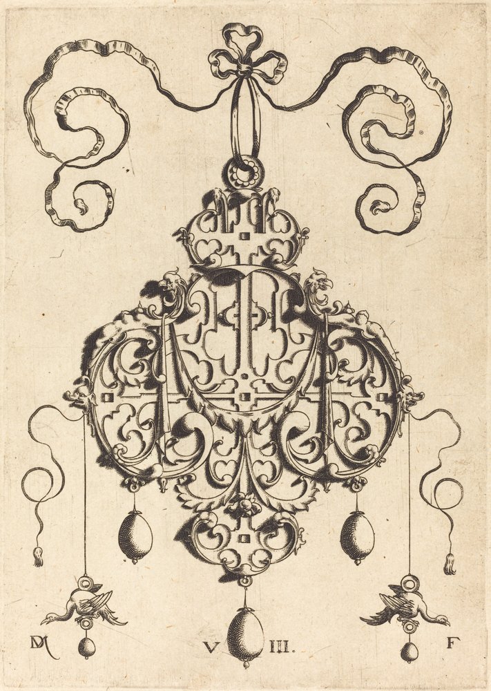 Pendentif en Orfèvrerie avec Deux Aigles en Boucles d