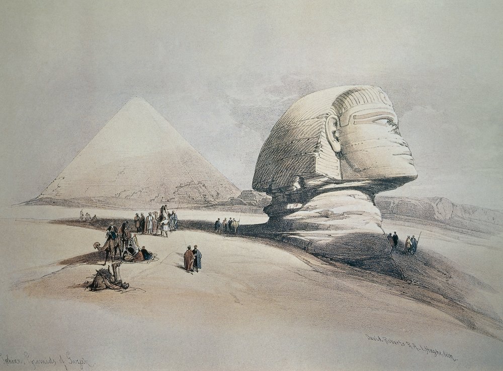 Sphinx à Gizeh. Lithographie - David Roberts
