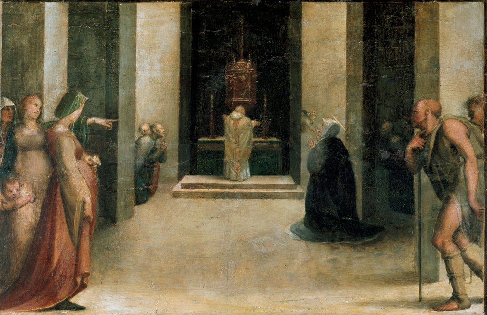Retable des stigmates de Sainte Catherine. Détail de la prédelle ...