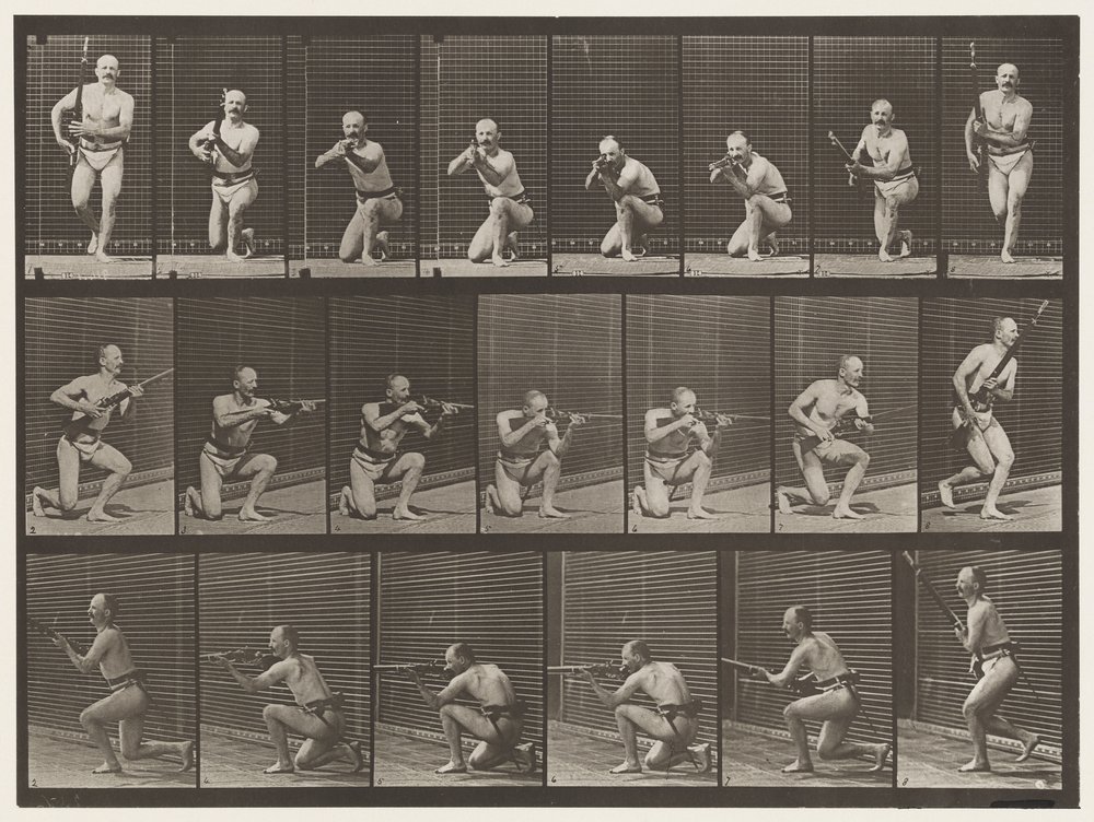 À genoux, tirer et se relever - Eadweard Muybridge