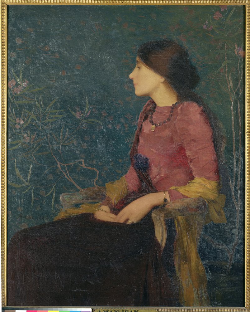 Portrait Assis de Thadée-Caroline Jacquet, plus tard Madame Aman-Jean, avant 1892 - Edmond-François Aman-Jean