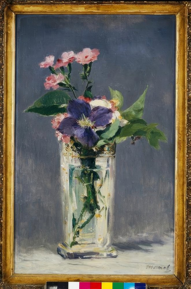 Œillets et clématites dans un vase de cristal - Édouard Manet