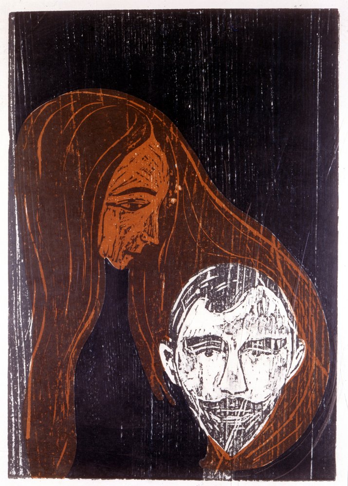 Tête d'un homme dans les cheveux d'une femme Edvard Munch — free download