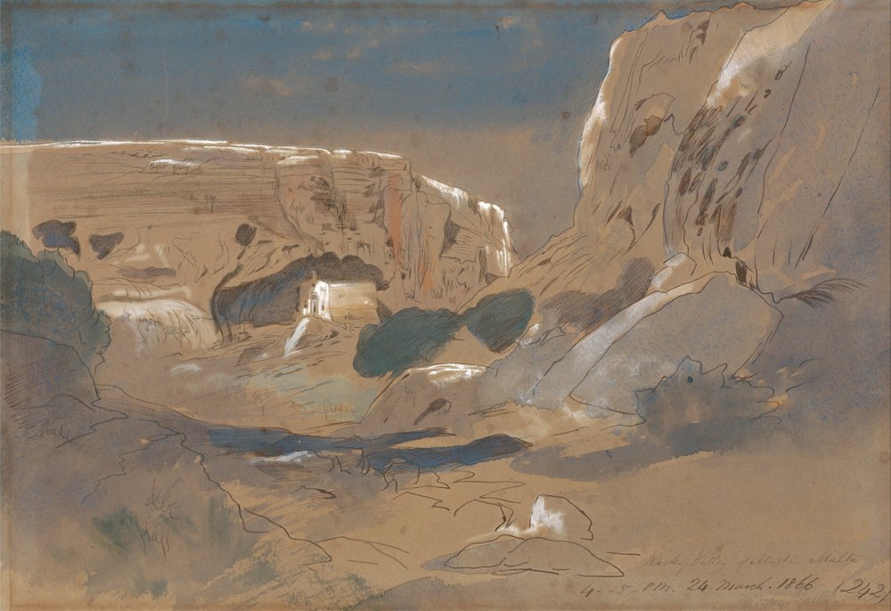 Vallée rocheuse de Mosta, Malte - Edward Lear