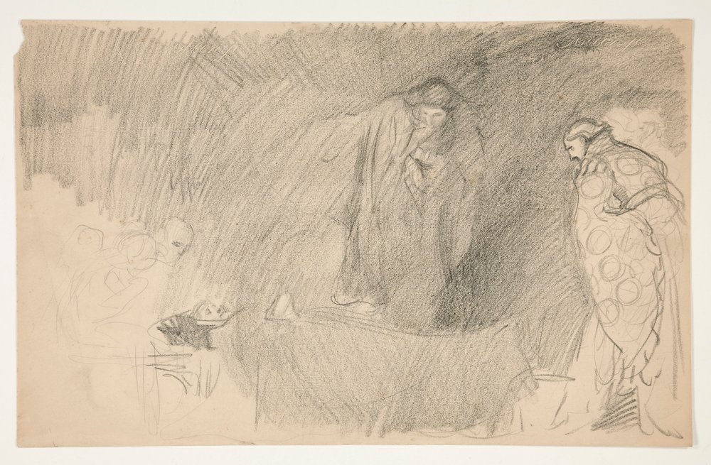 Figure en repos, croquis pour une pièce de Shakespeare non identifiée - Edwin Austin Abbey