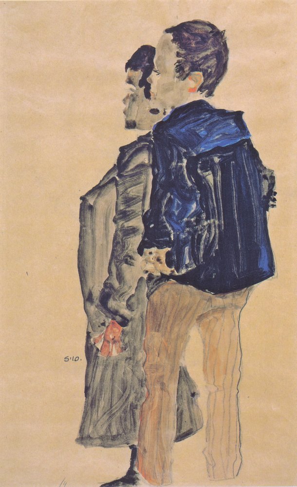 Vue arrière de deux garçons - Egon Schiele