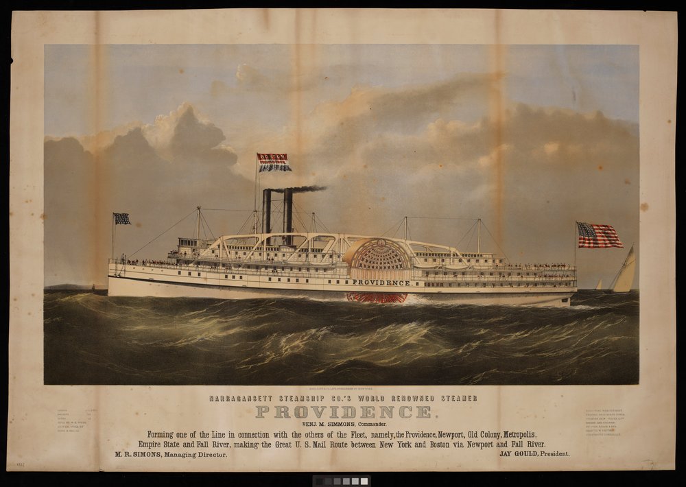 Le célèbre vapeur Providence de la compagnie de navigation Narragansett, Benj M Simmons. Commandant... - Endicott Endicott