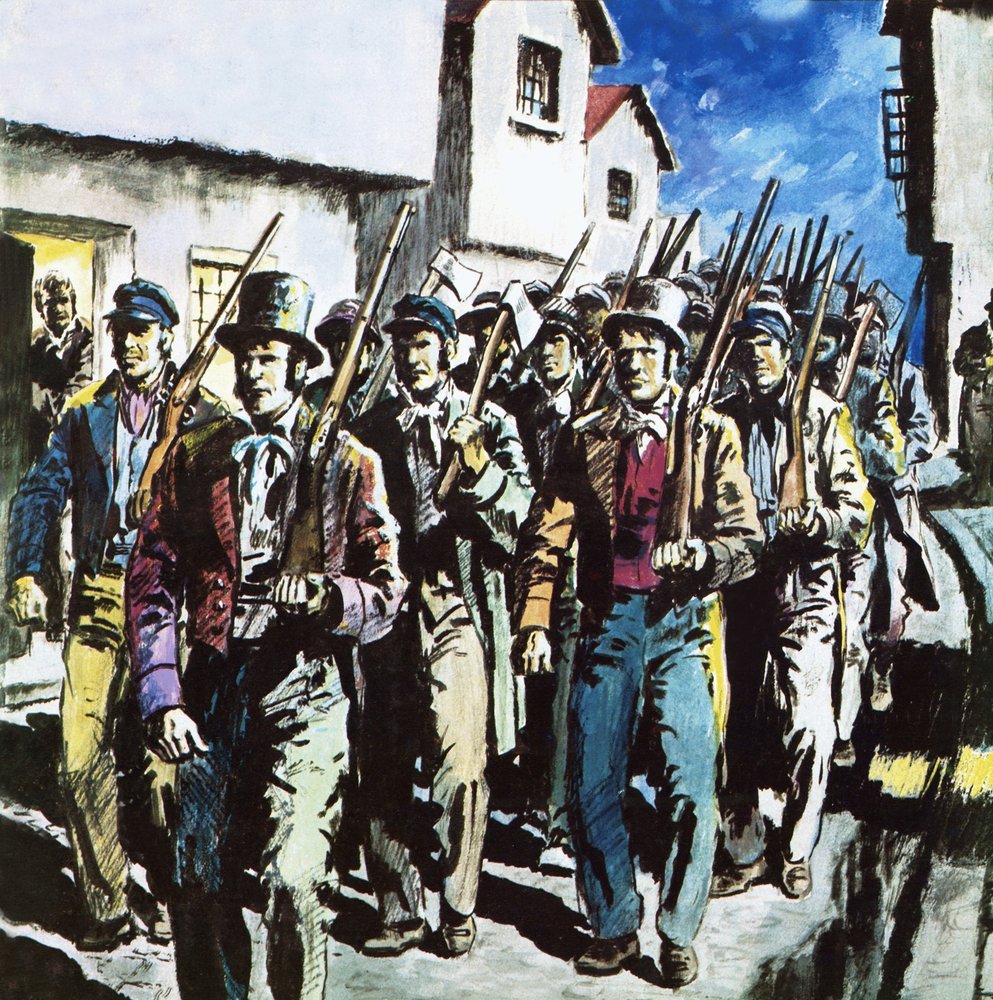 Les Luddites en marche | English School | Estampe d'art