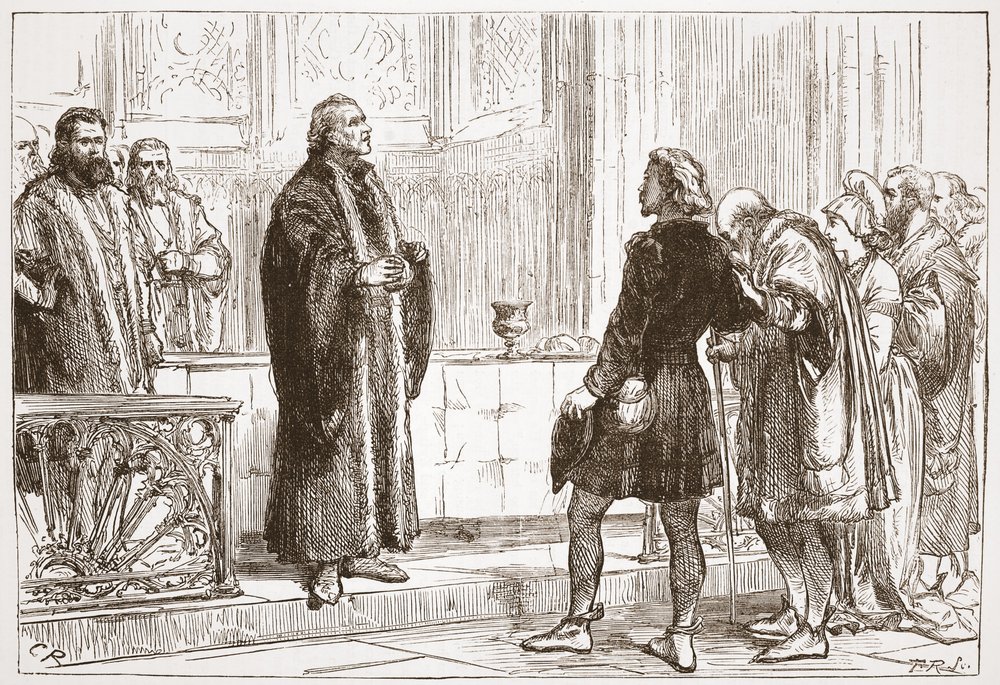 Dr Haller distribuant la Cène dans la cathédrale de Berne, illustration de L