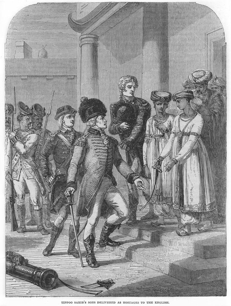 Monument érigé à la mémoire des victimes du Trou Noir de Calcutta (gravure) - English School