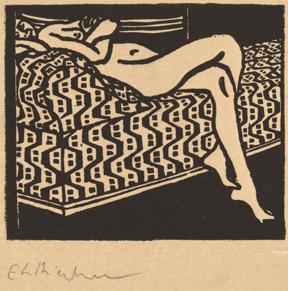 Jeune fille nue allongée sur un canapé - Ernst Ludwig Kirchner