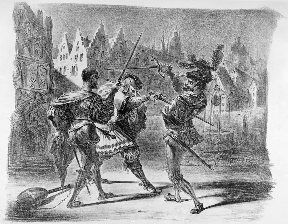 Duel entre Faust et Valentin, extrait du Faust de Goethe, après 1828, illustration - Ferdinand Victor Eugene Delacroix