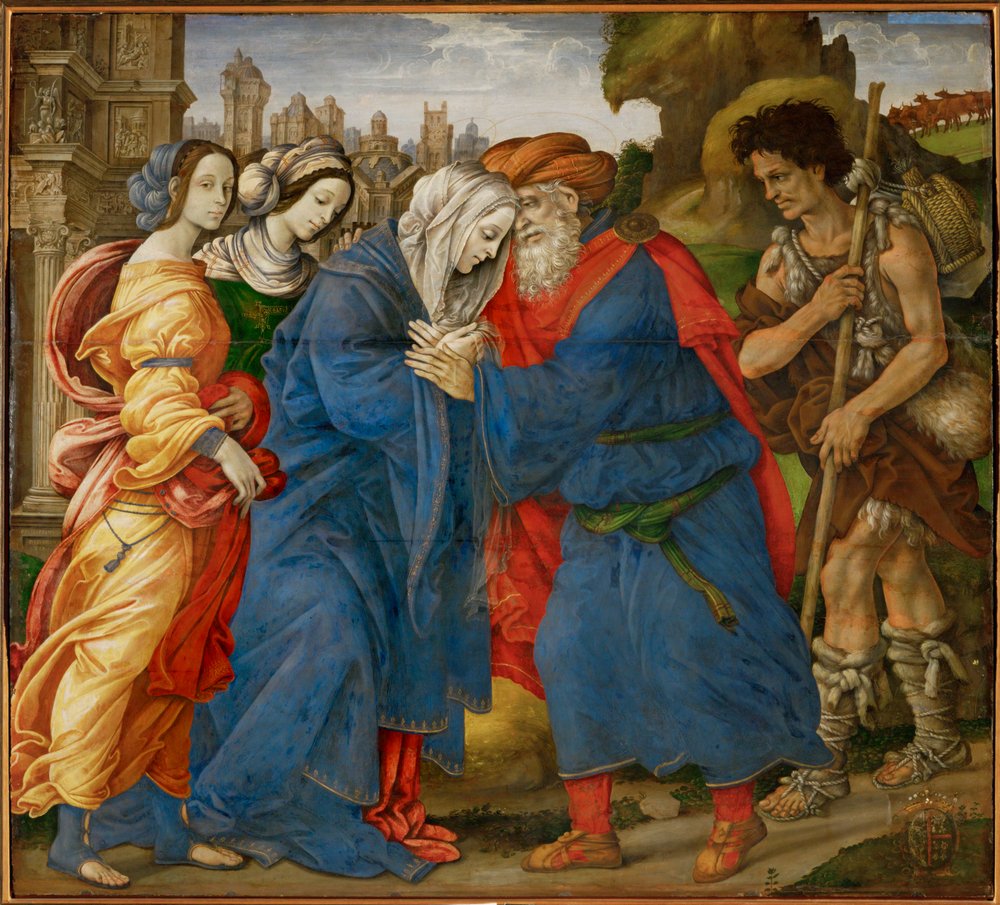 La rencontre de Joachim et Anna (peinture sur toile) - Filippo Lippi