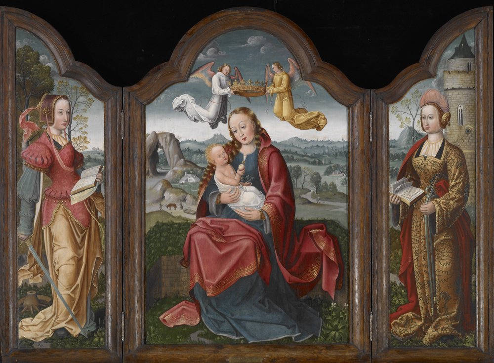 Madone et enfant, Sainte Barbe et Sainte Catherine, vers 1520 - Flemish School