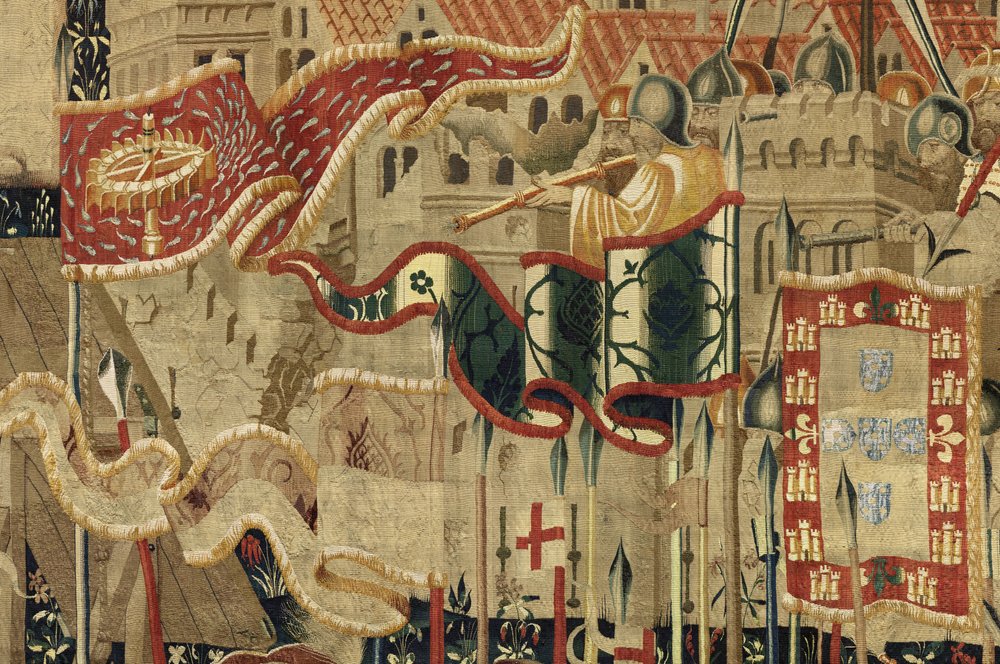 Tapisserie montrant les conquêtes du roi Alphonse V du Portugal, Tournai (détail) - Flemish School