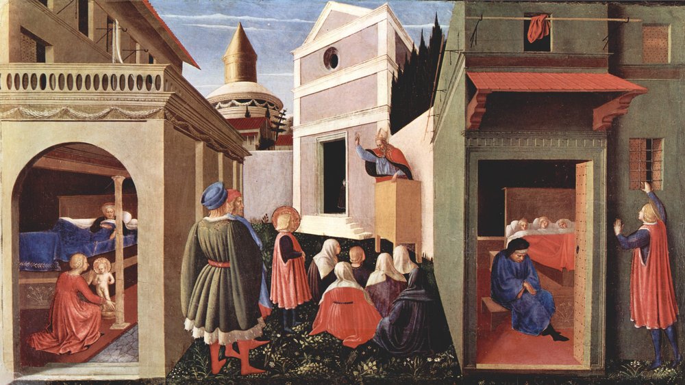Panneau de prédelle du triptyque de San Domenico à Pérouse sur la vie de Saint Nicolas de Bari, scène - Fra Angelico