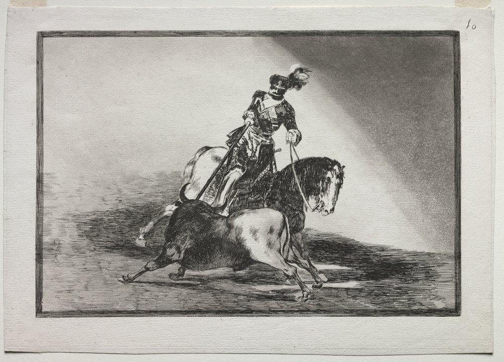 Charles V lançant une lance sur un taureau dans l