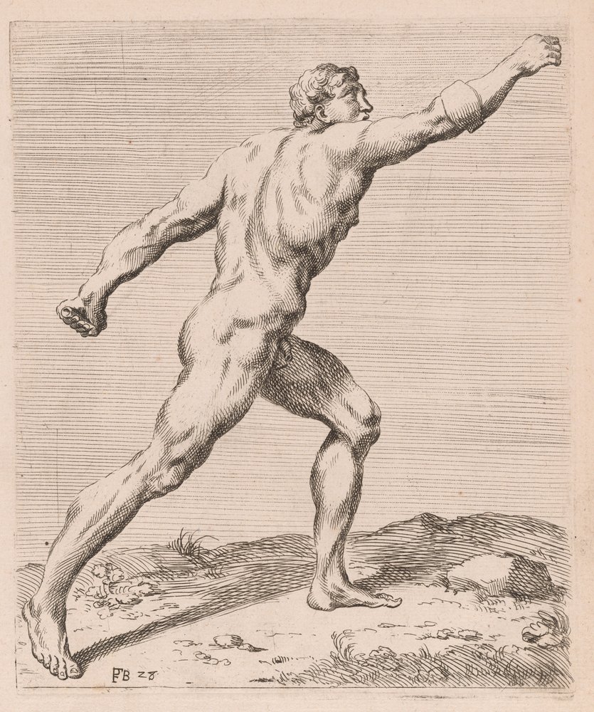 Le Gladiateur Borghèse, vue de côté, tourné à droite [plaque 28] - Francois Perrier