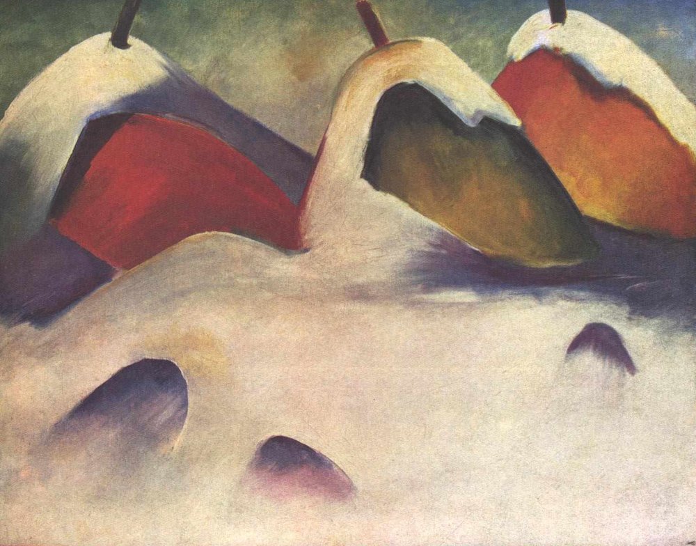 Accroupis dans la neige - Franz Marc
