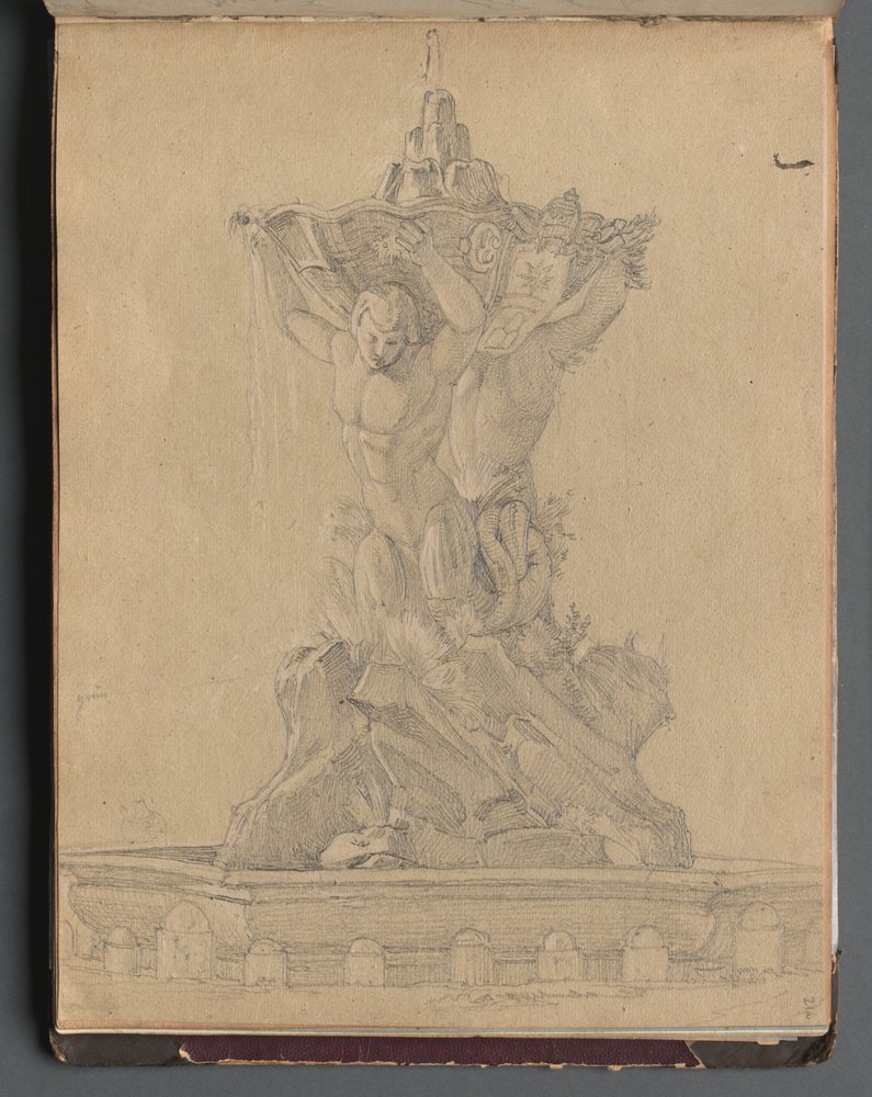 Album avec vues de Rome et des environs, études de paysages, page 21a : Fontaine romaine - Franz Johann Heinrich Nadorp