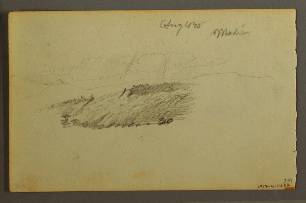 Dessin, maison, voilier, plante, septembre 1844 - Frederic Edwin Church