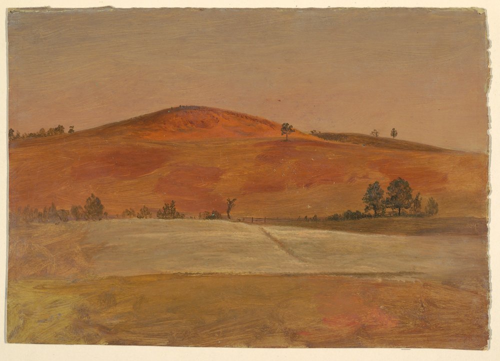 Dessin, Paysage avec colline basse et champs, 1870-80