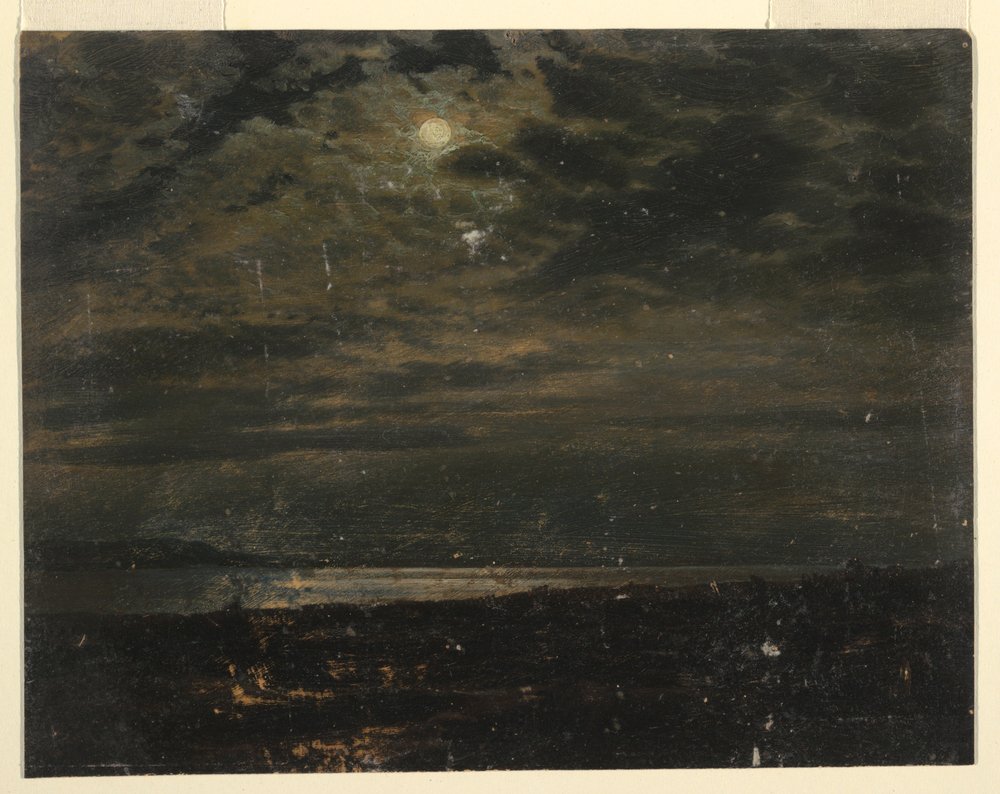 Dessin, côte du Maine  clair de lune, 1845-55 - Frederic Edwin Church