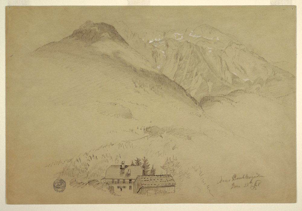 Dessin, Monts Goell et Brett près de Berchtesgarden, Bavière, 28 juin 1868 - Frederic Edwin Church