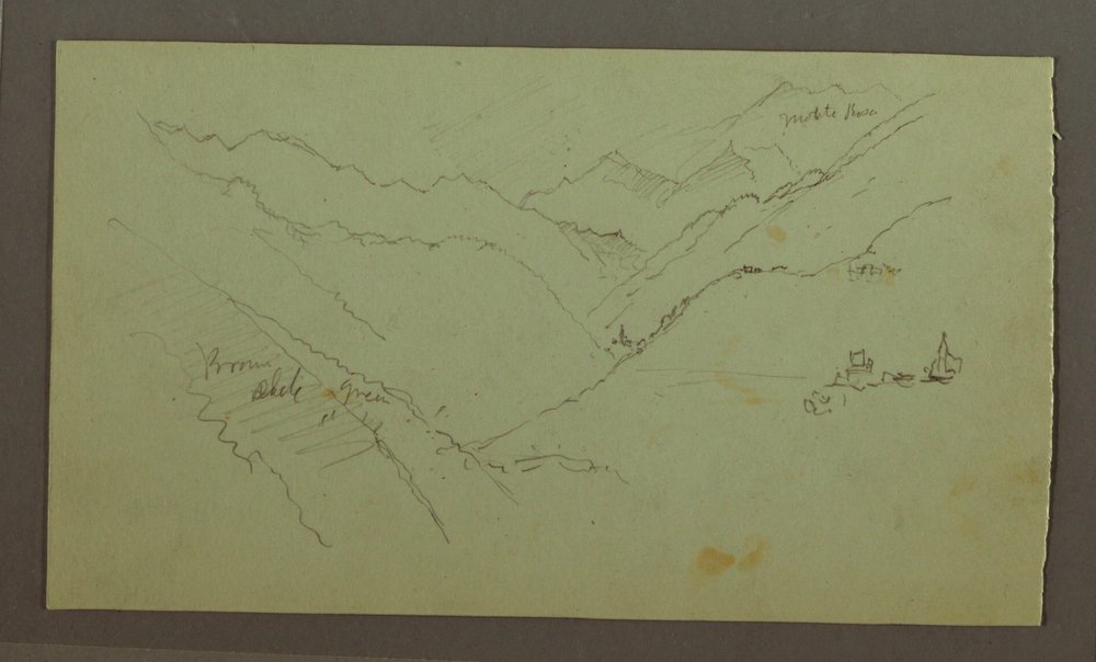 Dessin, village et vallée montagneuse escarpée (Alpes), 1868-69 - Frederic Edwin Church